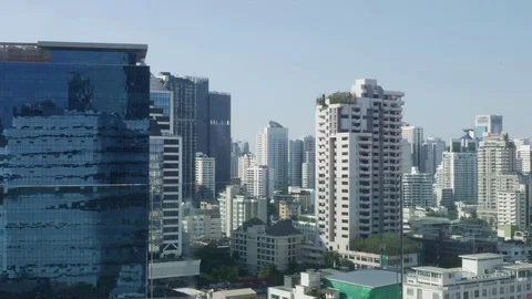 View of Bangkok city through a window in afternoon. Thailand. Stock-Footage 82854024