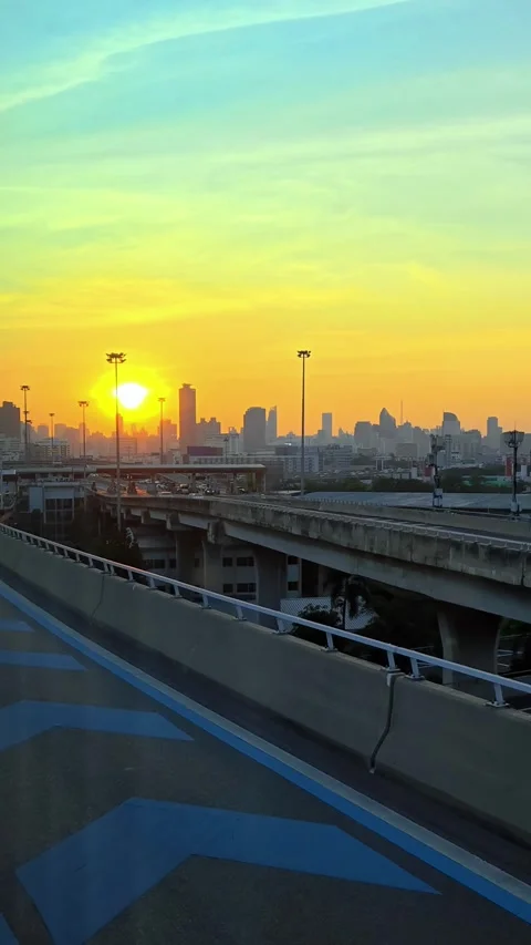 View of Bangkok through the car window. Sunset. Stock Footage 300964650