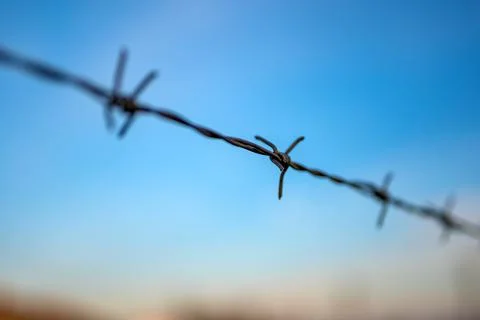 View on barbed wire Foto stock
