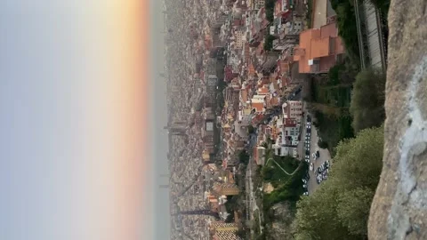 View of Barcelona from the Carmel bunkers. Vertical video Stock Footage 173234313
