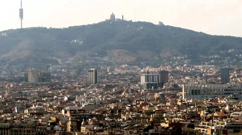View of Barcelona from Montjuic  Stock Footage 56205622