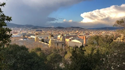 View of Barcelona from Montjuic Stock Footage 87733796