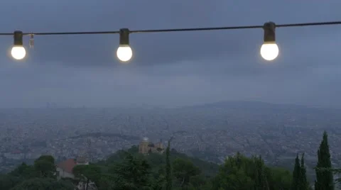 View of Barcelona at night Stock Footage 68341069