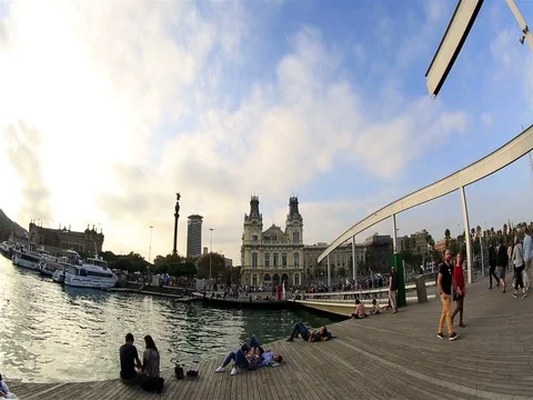 View of Barcelona Port Stock Footage 74052426