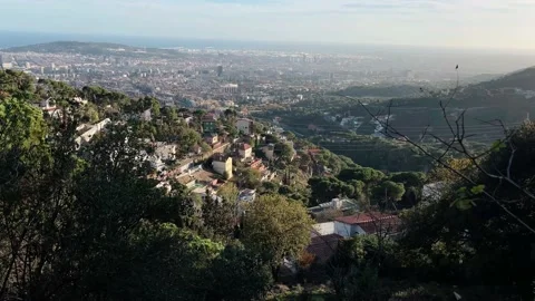View of Barcelona from way to Tibidabo Stock Footage 224181753