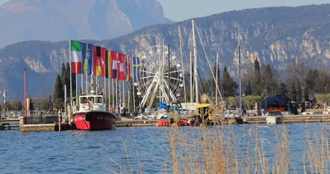 View of the Bardolino harbour Stock Footage 169106968