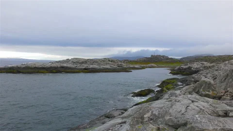 View on Barents sea coastline with rocks Stock Footage 144511204