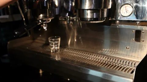 View of barista uses coffee machine Video stock 28456395