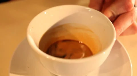 View of barman prepares coffee with milk Stock Footage 27494433