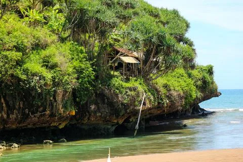 The view from baron beach, one of the most beautiful beaches in Gunung Kidu.. Stock Photos
