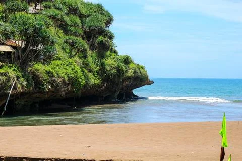 The view from baron beach, one of the most beautiful beaches in Gunung Kidu.. Stock Photos
