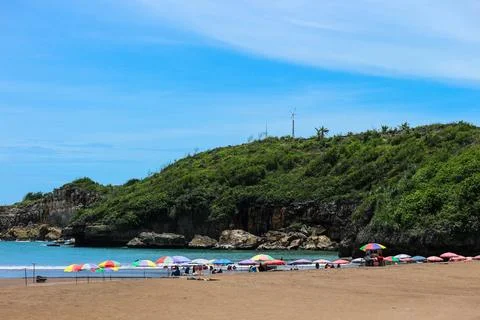 The view from baron beach, one of the most beautiful beaches in Gunung Kidu.. Stock Photos