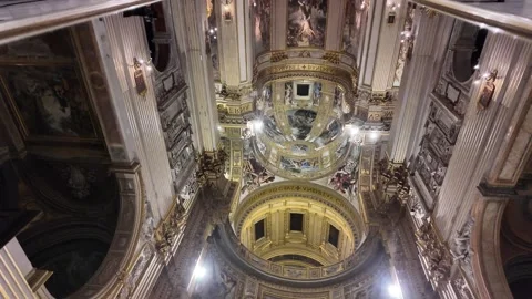View of the Baroque ceiling of Sant’Andrea della Valle in Rome, Italy Stock Footage 320957348