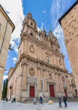 View at the baroque iconic facade at the La Clereca building Stock Photos