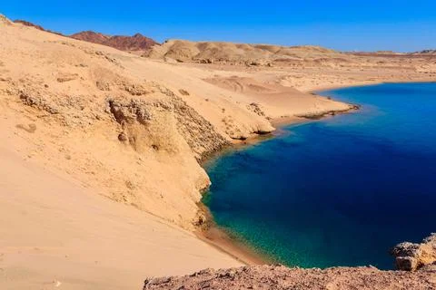 View of Barracuda bay in Ras Mohammed national park, Sinai peninsula in Egypt 库存照片