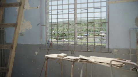 View from a barred window Stock Footage 340821499
