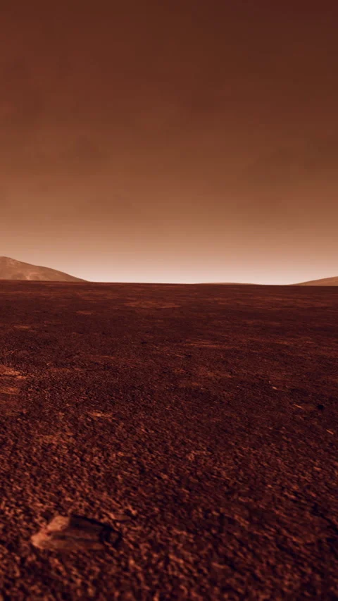 View of a barren landscape on an alien planet during dusk hours Stock Footage 338384864