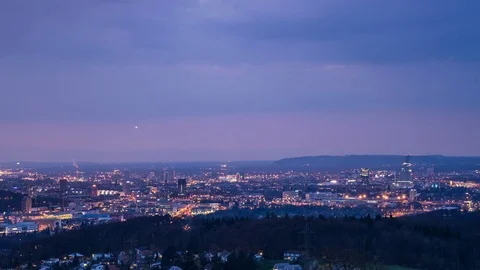 View of Basel at dusk until into night timelapse Video stock 73989224