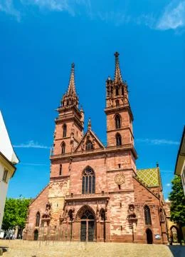 View of the Basel Minster Cathedral Stock Photos