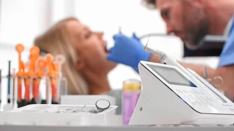 View of basic equipment of the dentist Video stock 106977680