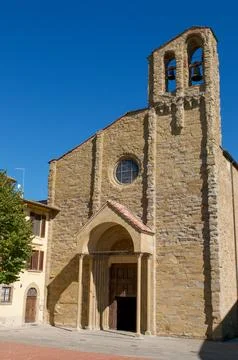 View of Basilica San Domenico on the Square San Domenico in Arezzo, Tuscany Stock-Fotos