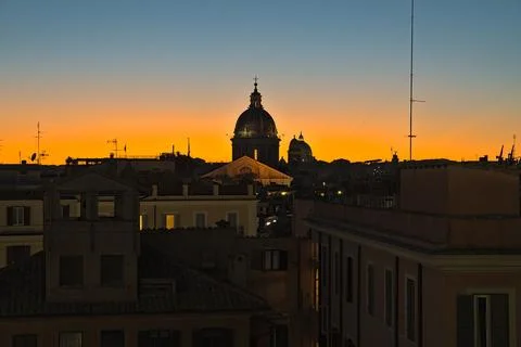 View on the Basilica of Sant Ambrogio e Carlo from the top of the Spanish Sta Stock Photos