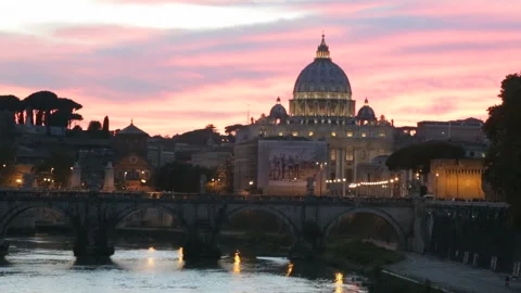 View of the Basilica St Peter in Rome, Italy Stock Footage 98494314
