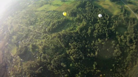 View from a basket on a balloon below Stock Footage 823149