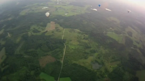 View from a basket on a balloon below Stock Footage 831795