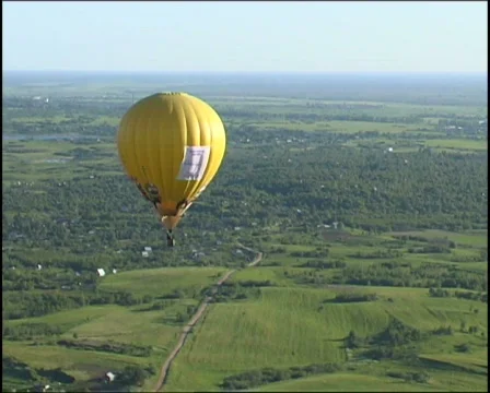 View from a basket on a balloon Stock Footage