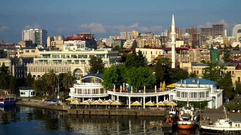 View of Batumi from the sea Stock Footage 99662379