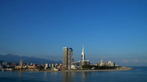 View of Batumi from the sea Stock Footage 99662543