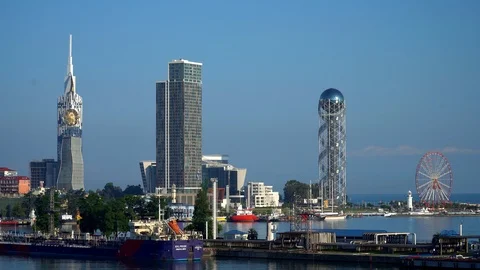 View of Batumi from the sea Stock Footage 99665185