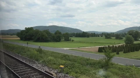 View of Bavaria from window of Nuremberg to Karlovy Vary train Stock Footage 246498674