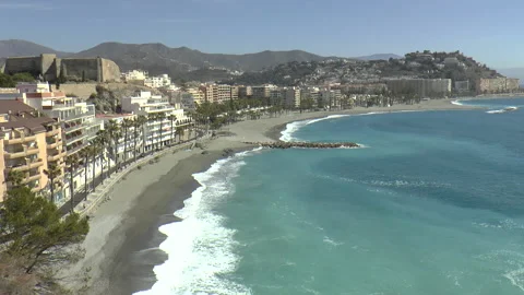 View of Bay and Beach at Almunecar from a High Vantage Point Stock Footage 238530529