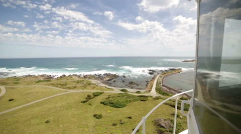 View of bay and coastline from lighthouse Stock Footage 52457080