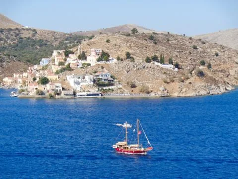 View to the bay in greece Stock Photos