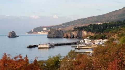 View of the Bay of Gurzuf Stock Footage 84076166