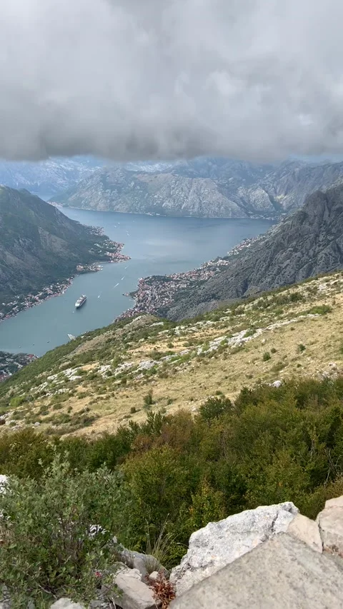 View of the Bay of Kotor Stock Footage 234126573