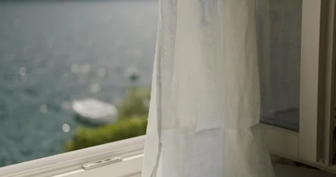 View of the Bay of Kotor from the window of a villa in Montenegro Stock Footage 125390357