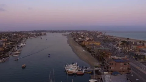 View of bay, ocean, and road Stock Footage 94424088