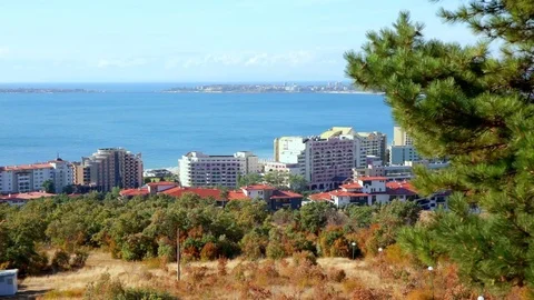 View on bay of Sunny beach resort Stock Footage