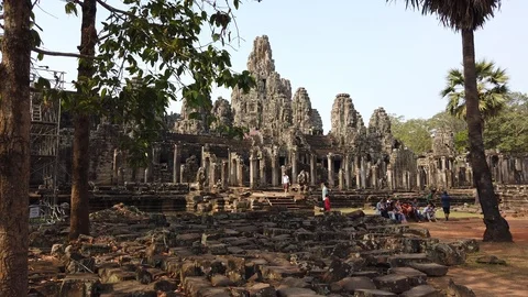 View of the Bayon Temple in Angkor. Stock Footage 106625858