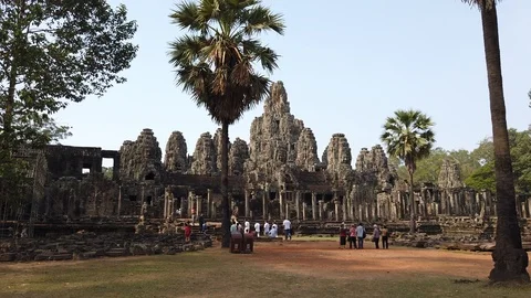View of the Bayon Temple in Angkor. Stock Footage 106625867