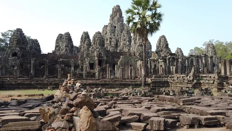 View of the Bayon Temple in Angkor Stock Footage 106626021