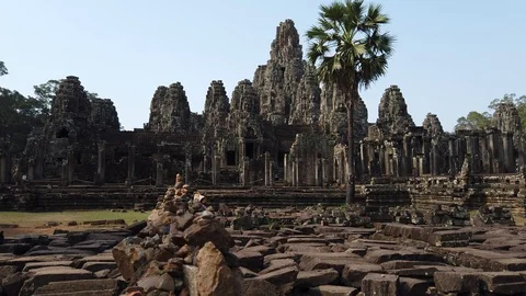 View of the Bayon Temple in Angkor. Stock Footage 106626116