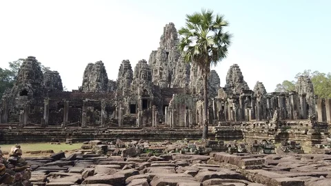 View of the Bayon Temple in Angkor. Stock Footage 106626186