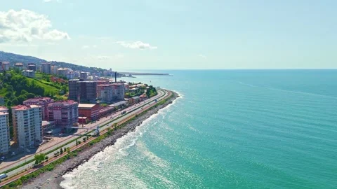 View a beach and a city with. Stock Footage 284684044