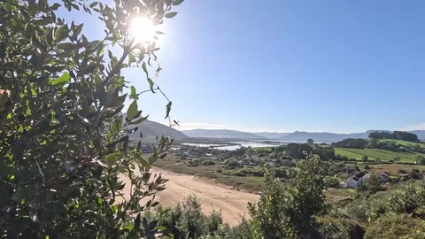 View of the beach and mountains in Spain Stock Footage 303345262