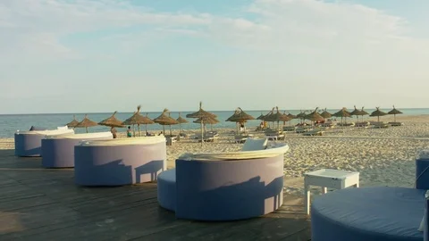 The view of the beach and sea Stock Footage 81267537